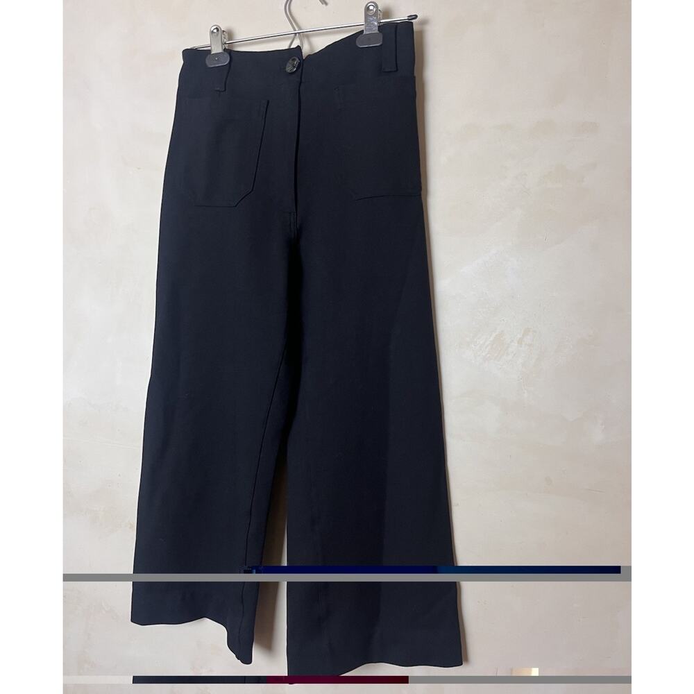 Quince Ultra Stretch Wide Leg Cropped Ponte Pants Sz 4 Black Office Casual - Picture 3 of 9